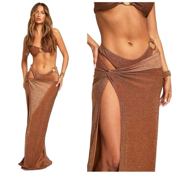 BOOHOO GLITTER TWIST SIDE SARONG SZ M $49 - Picture 2 of 6